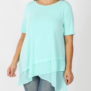 Aqua Marine Plus Top with layered bottom detail